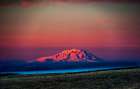 USA-WA-Zillah Dawn light on Mt Adams seen from Yakima Valley wine country in winter Art Print